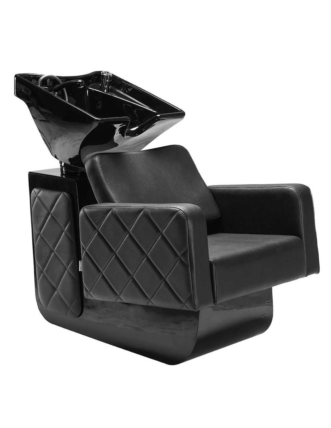 Rampa de Lavagem Superb Cadeira de salão de cabeleireiro com lavatório preto e assento acolchoado preto