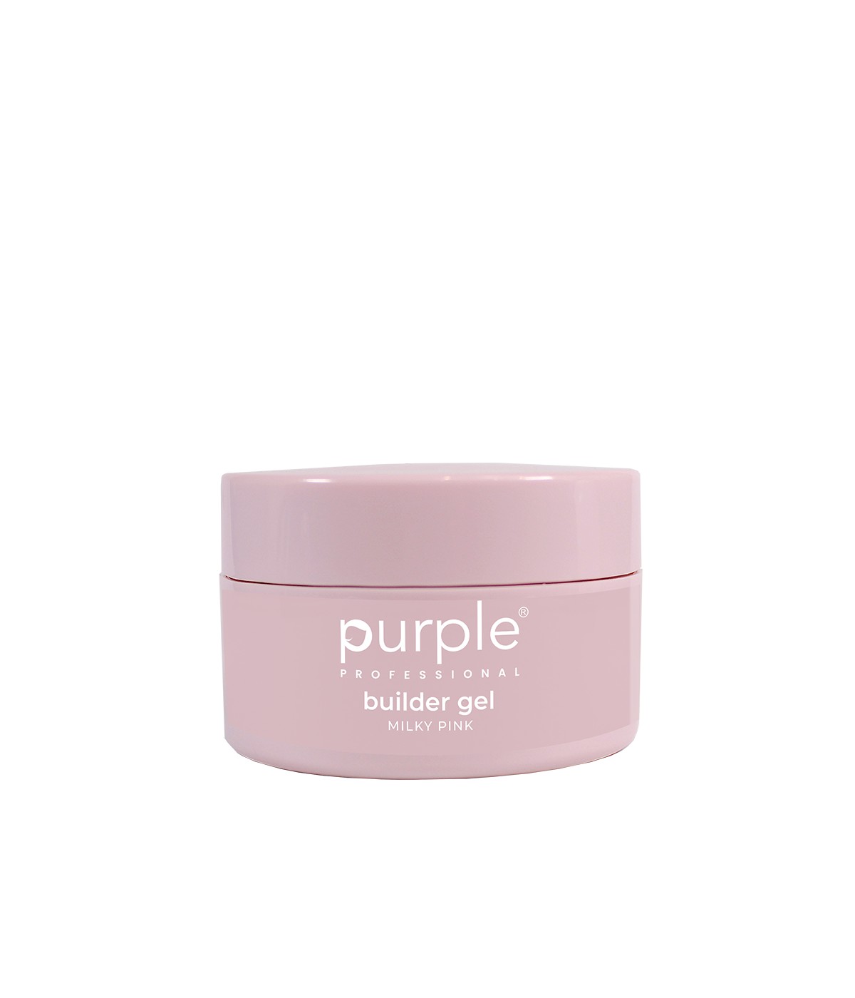 Purple Builder gel milky pink 100grs P1534 Frasco rosa claro de plástico com rotulagem branca