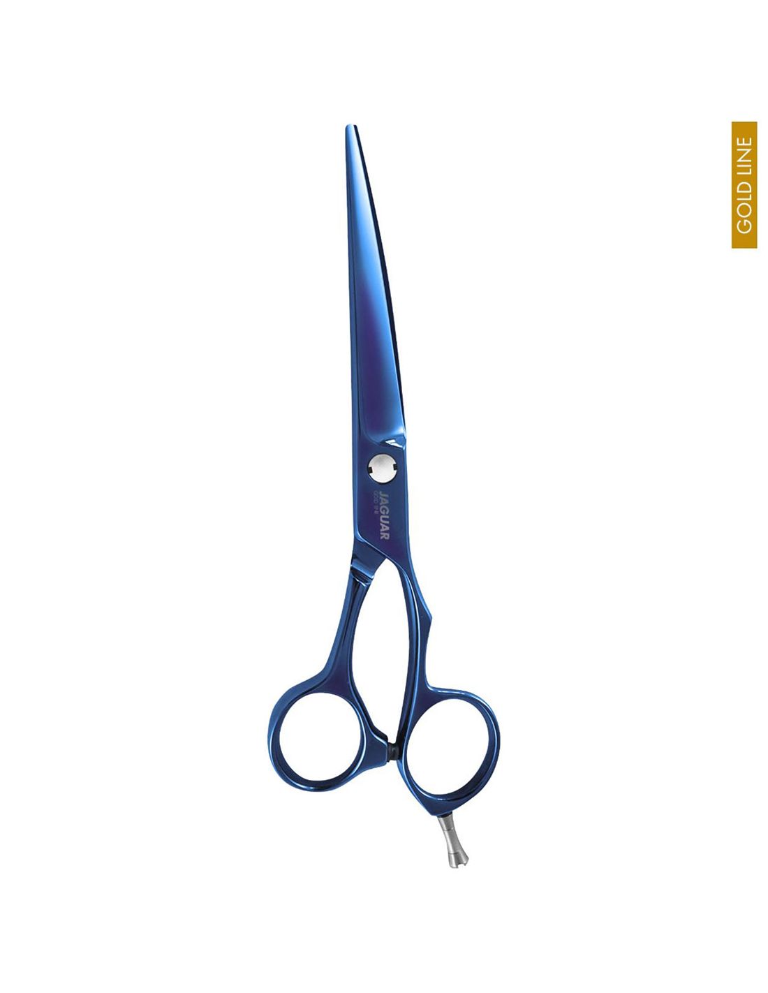 Jaguar Tesoura Xenox TB - Gold Line Tesoura de corte azul metálica profissional com etiqueta GOLD LINE