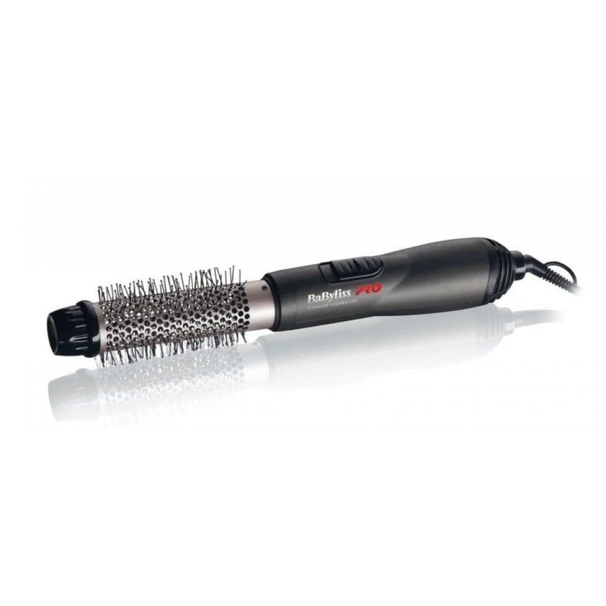 BABYLISS PRO TITAN TOURMALINE STYLE 19MM BAB2675TTE Escova de cabelo térmica BaByliss PRO preta com cerdas metálicas.