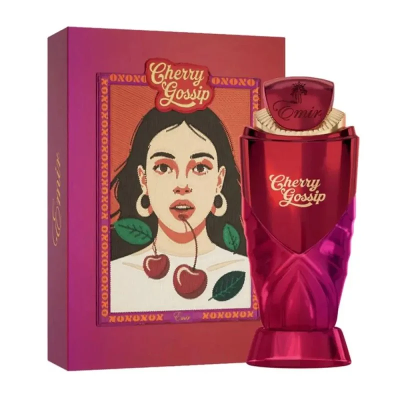 Emir Cherry Gossip EDP U 100 ml Perfume Cherry Gossip vermelho com embalagem ilustrada