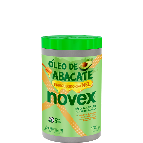 Novex Máscara Óleo de Abacate 400g Pote de máscara capilar Novex com óleo de abacate e mel, 400 g