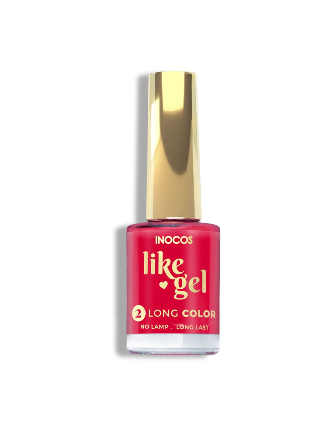 Verniz Like Gel 122 Vermelho Malagueta - Inocos Frasco de verniz de unhas INOCOS like gel vermelho com tampa dourada