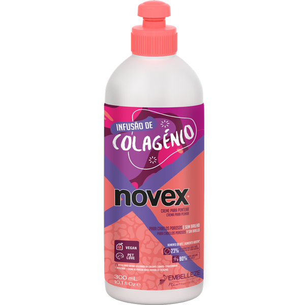 Frasco plástico de creme para pentear Novex Infusão de Colagénio 300 ml