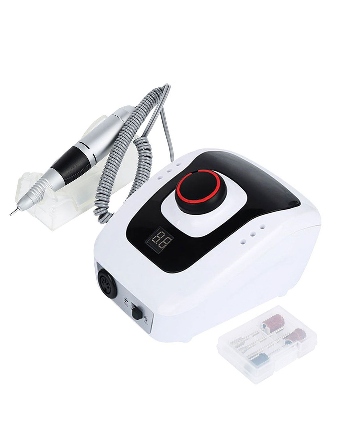Broca Unhas Micromotor Digital 35000 RPM para Unhas de Gel Aparelho elétrico para manicure com caneta e acessórios, fundo branco