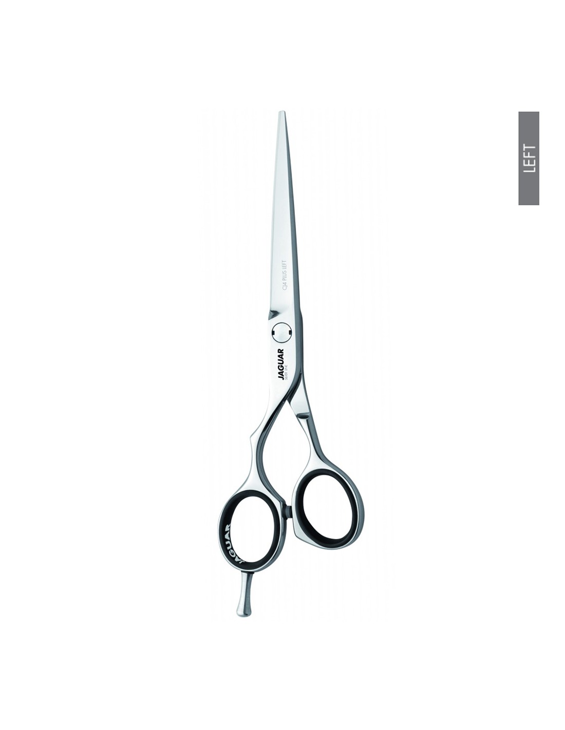 Jaguar Tesoura CJ4 Plus Left - Silver Line Tesoura de corte profissional em aço inoxidável prateada com detalhes a preto
