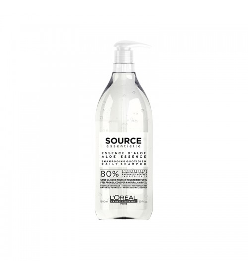 L'Oréal Source Essentielle Daily Shampoo 1500ml Frasco de shampoo transparente com doseador branco da marca L'OREAL