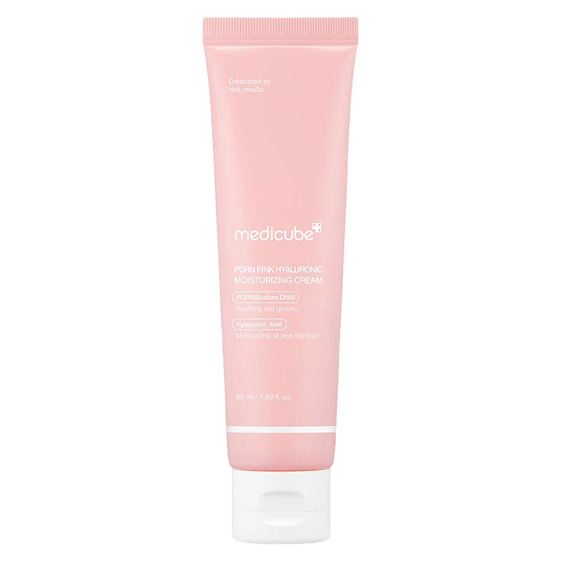 Medicube Pdrn Pink Hyaluronic Moisturizing Cream 50ml Tubo rosa de creme hidratante Medicube PDRN Pink Hyaluronic com tampa branca