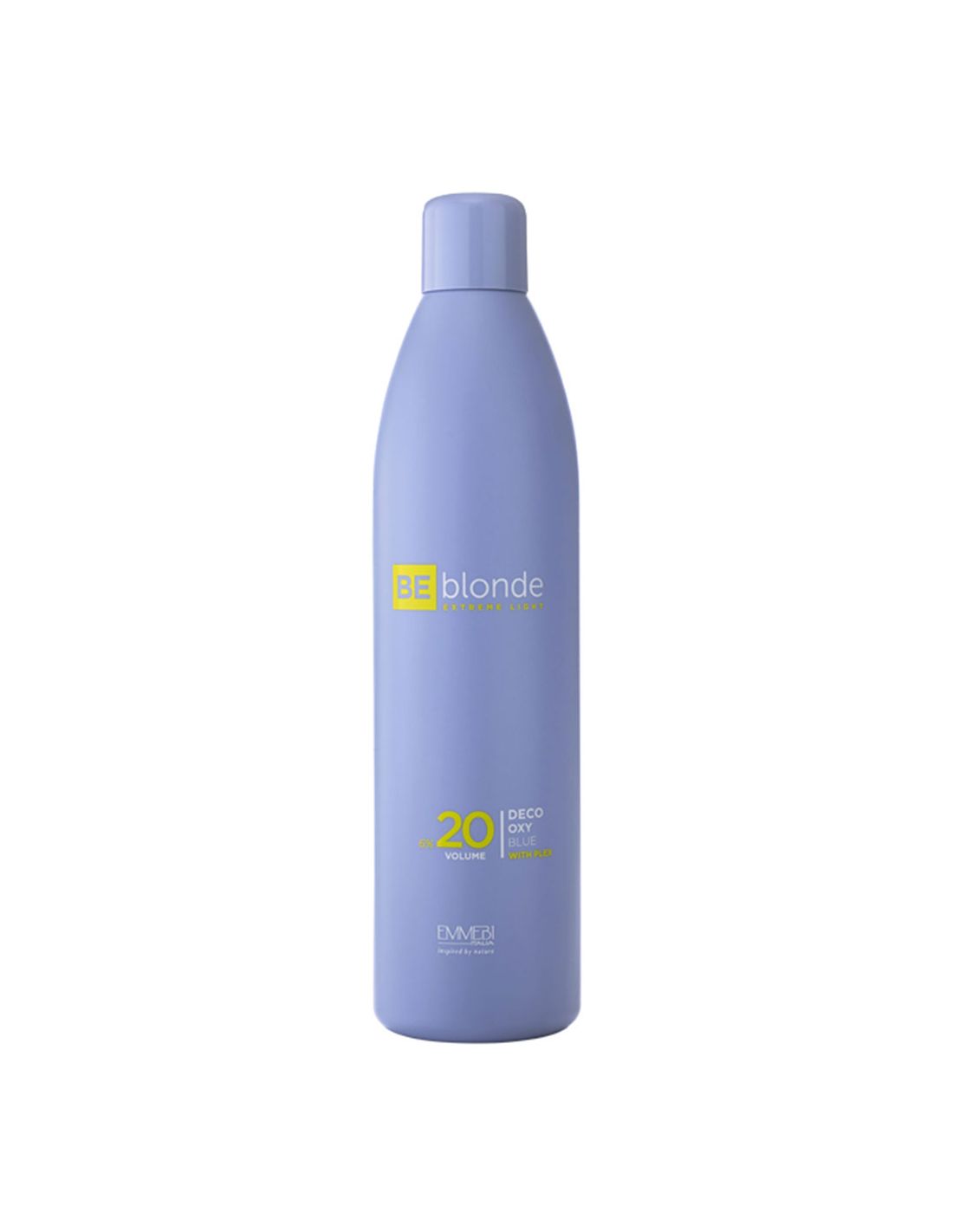 Oxidante Be Blond 20 Volumes 1000ml - Emmebi Frasco lilás cilíndrico com tampa contendo produto BE blonde 20 volume DECO OXY EMME