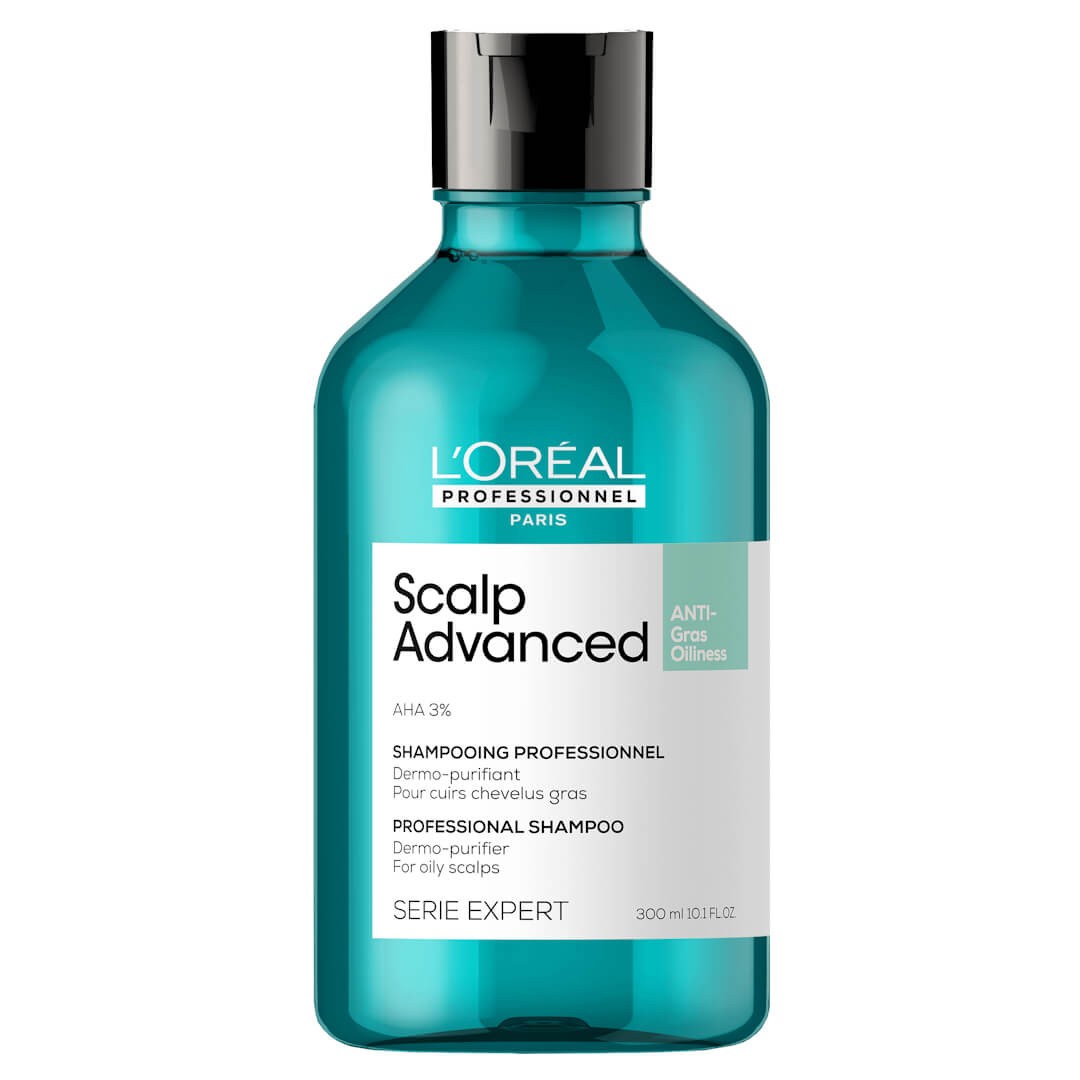 SHAMPOO L'ORÉAL SCALP ADVANCED ANTIOLEOSIDADE 300ML Frasco de champô LOréal azul para couro cabeludo oleoso