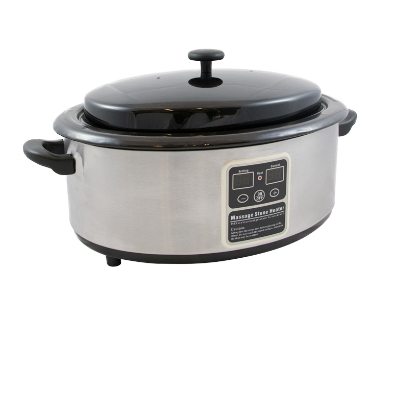 Weelko Aquecedor de Pedras Profissional Digital Panela elétrica Massage Stone Heater em aço inoxidável com tampa preta