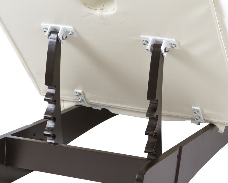 Weelko Marquesa Wengé Bipartida Delto Cabeceira estofada branca com suporte de madeira escura