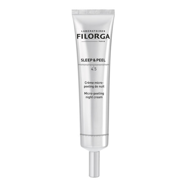 Filorga Sleep & Peel 4.5 Micro-Peeling Night Cream - 40ml Tubo prateado de creme de noite micro-peeling FILORGA SLEEP & PEEL 4.5