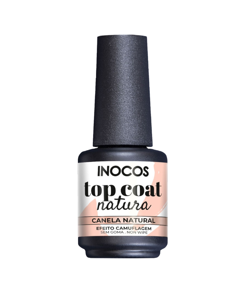 Inocos Verniz Gel Top Coat Canela Natural Natura Lovers Chocolate Edition 15ml Frasco de top coat INOCOS Canela Natural