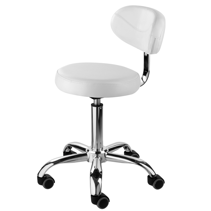 Eurostil Banco com encosto nail White Cadeira de escritório branca com base cromada e rodas