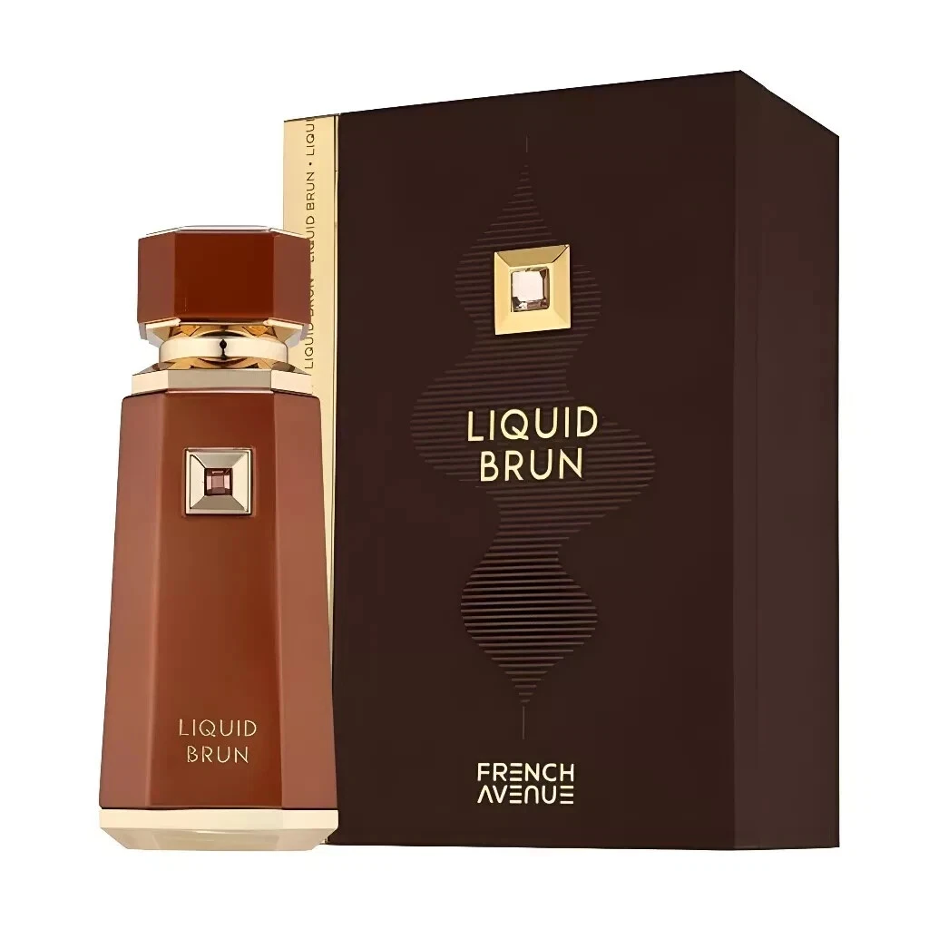 French Avenue Liquid Brun Eau de Parfum unissexo 100ml Frasco de perfume Liquid Brun castanho com caixa castanha escura