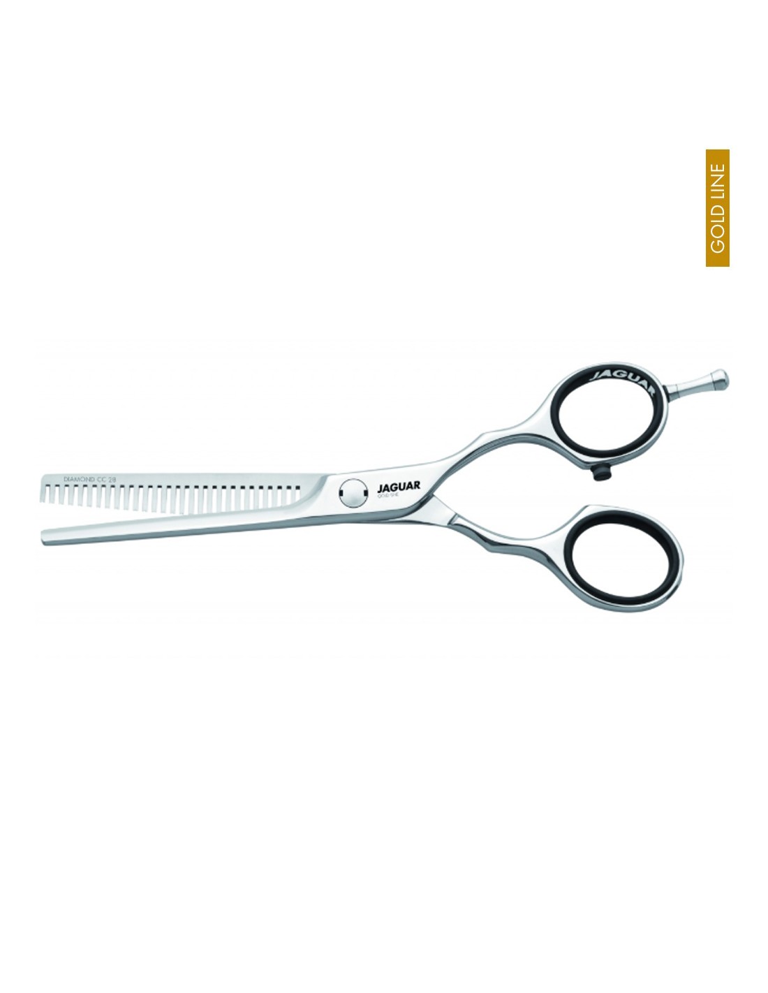 Jaguar Tesoura Desbaste Diamond 28 Gold Line Tesoura de cortar e desbastar em metal com punhos pretos