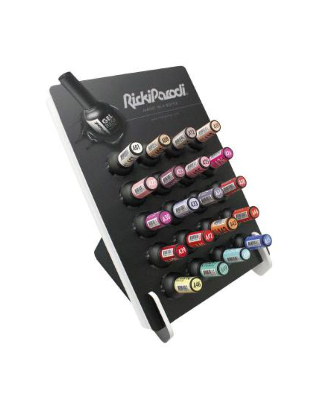 Expositor Verniz Gel 20 Uni. - Ricki Parodi Expositor com vernizes em gel Ricki Parodi coloridos