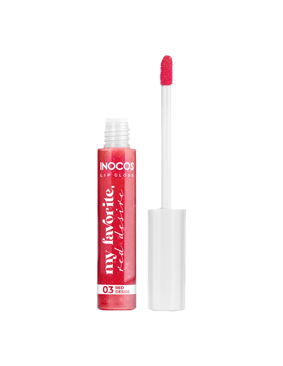 Lip Gloss 03 Red Desire 8ml - Inocos Coleção de Natal "A minha coisa favorita" Gloss labial INOCOS My Favorite Red Desire 03 com aplicador