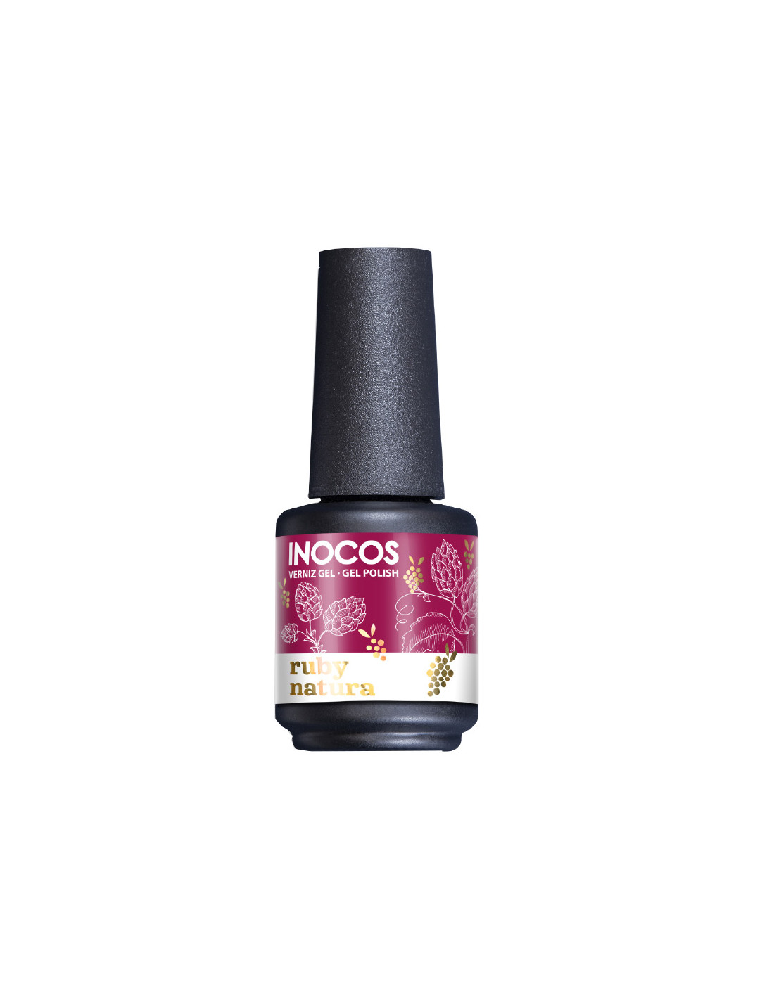 Verniz Gel Inocos Ruby 15ml Edição Natura Lovers Wine Verniz gel para unhas INOCOS com rótulo vinho e branco