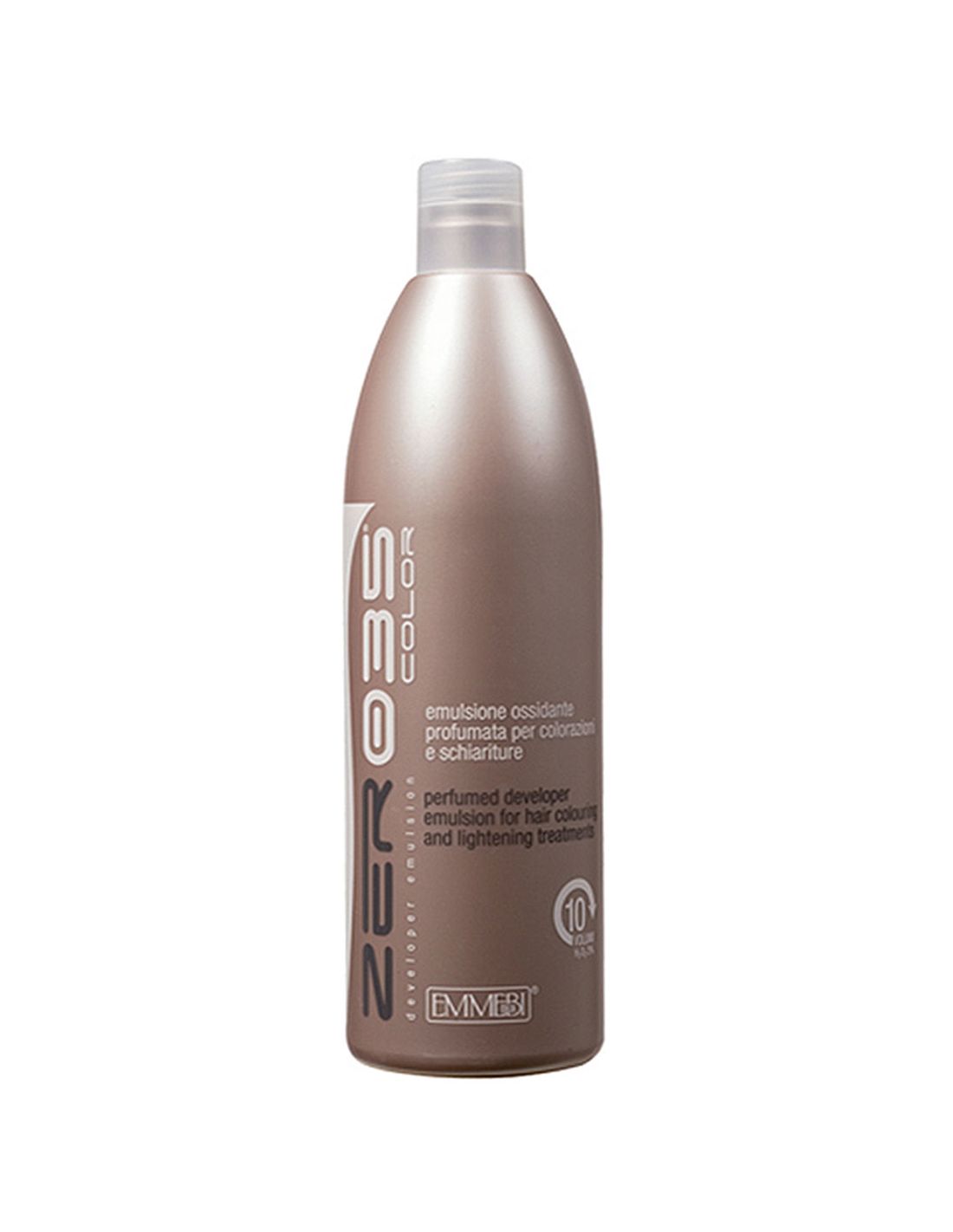 Oxidante Creme 10VOL 1000ml - Zero35 - Emmebi Frasco prateado de emulsão oxidante Zero35 Color Emmebi
