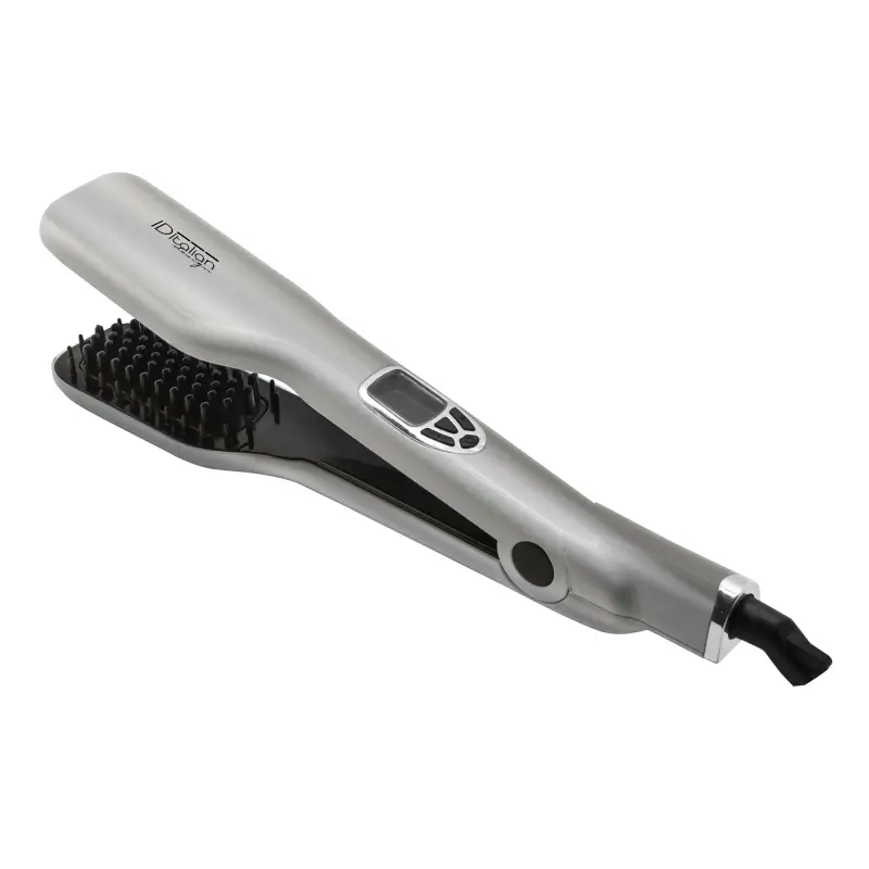 ItalianDesign Escova Alisadora Liss Xtreme Brush ID Italian Escova alisadora prateada com cerdas pretas e ecrã digital