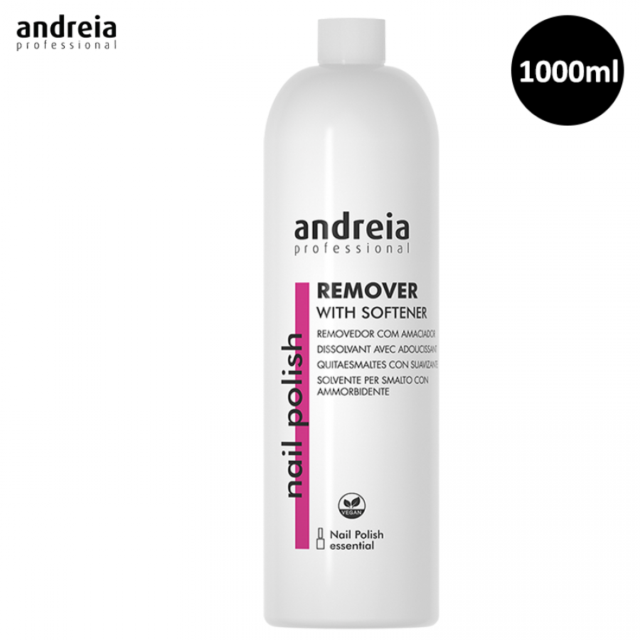 Andreia Profissional Removedor de Verniz com Amaciador 1000 ml Frasco branco de removedor de verniz de unha Andreia profissional 1000ml