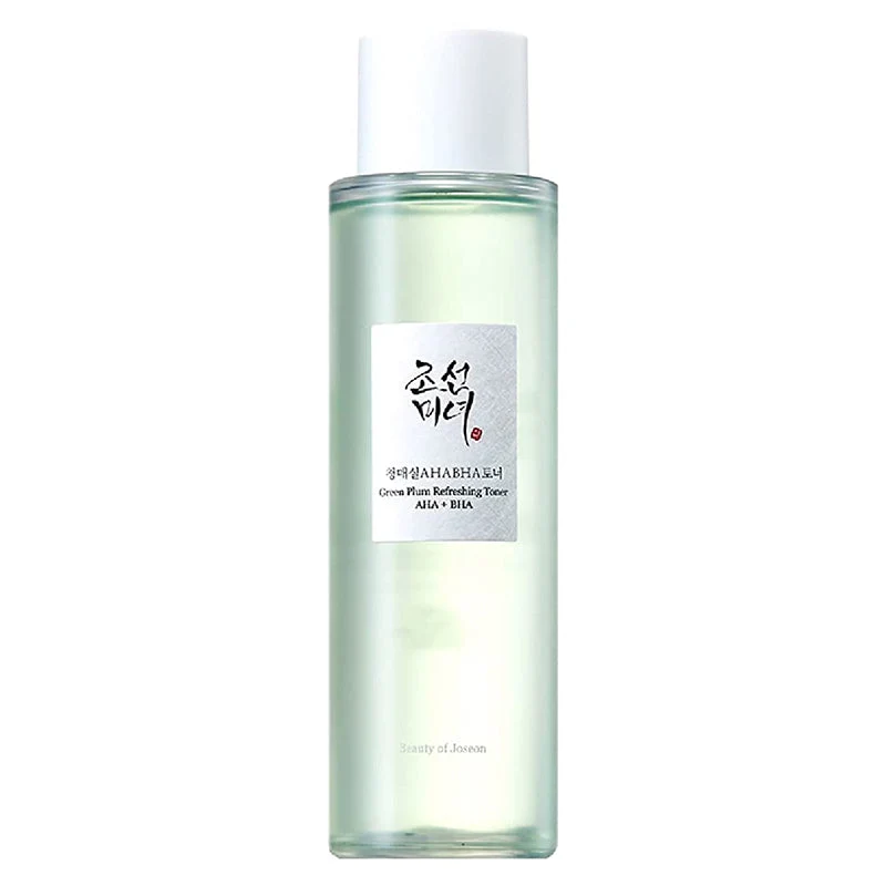 Beauty Of Joseon Green Plum Refreshing Toner Aha + Bha - 150ml Frasco de toner verde com tampa branca e rótulo com texto em coreano