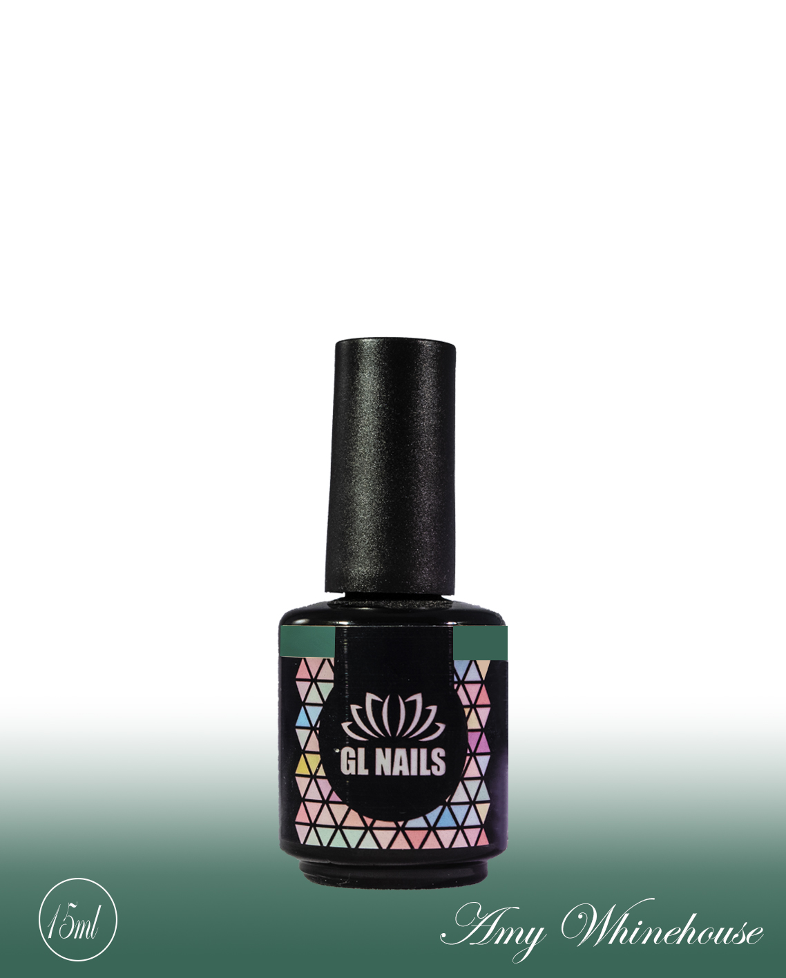 GL Nails - Verniz Gel Amy Winehouse 15ml Frasco de verniz de unhas GL NAILS com rótulo colorido e tampa preta