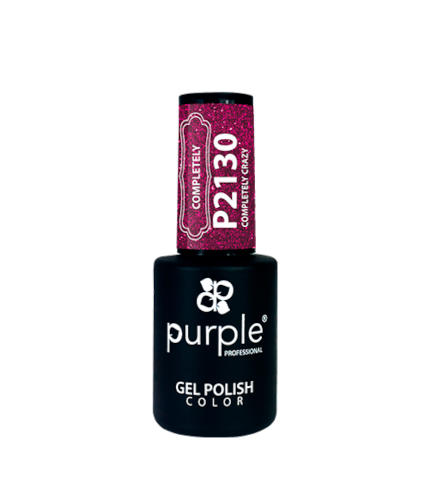 Purple Verniz Gel Completely Crazy 10ml P2130 Frasco de verniz gel para unhas roxo com embalagem preta