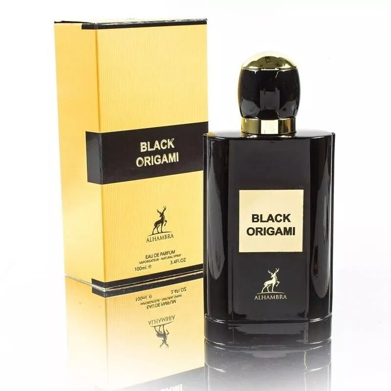 Maison alhambra - Black Origami Unissex 100ml Frasco preto de perfume Black Origami com caixa amarela