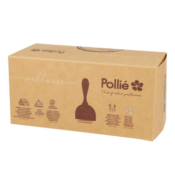 Copo Sueco com Rolo para Madeiroterapia 07898 Caixa de papel castanho com texto Pollié e imagem de pente