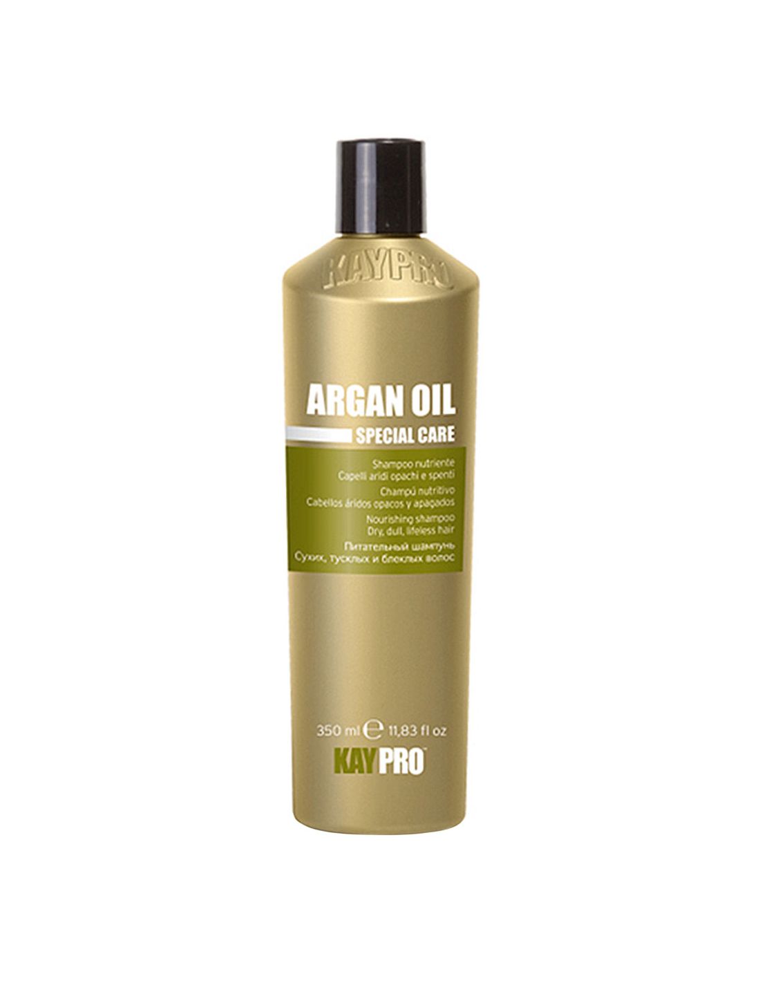 Shampoo Argan Hidratante 350ml - KayPro Frasco dourado de shampoo Argan Oil Special Care da KAYPRO
