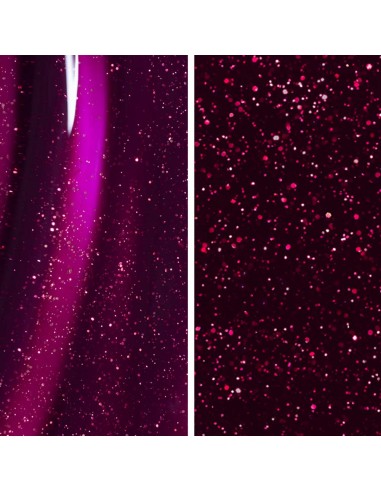 The Gel Polish Andreia - Wishlist- WL1 Tecido roxo com pontos brilhantes cor de rosa