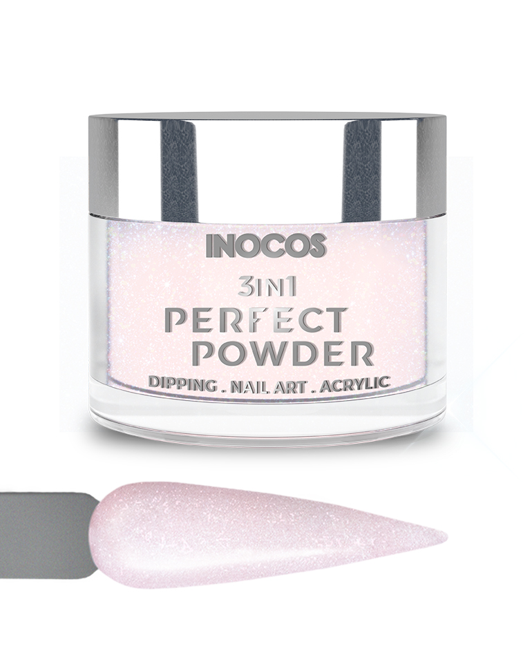 INOCOS PERFECT POWDER 3 EM 1 P06 Pérolas Rosa 20GR Pó para unhas INOCOS 3IN1 PERFECT POWDER com amostra do produto rosado brilhante
