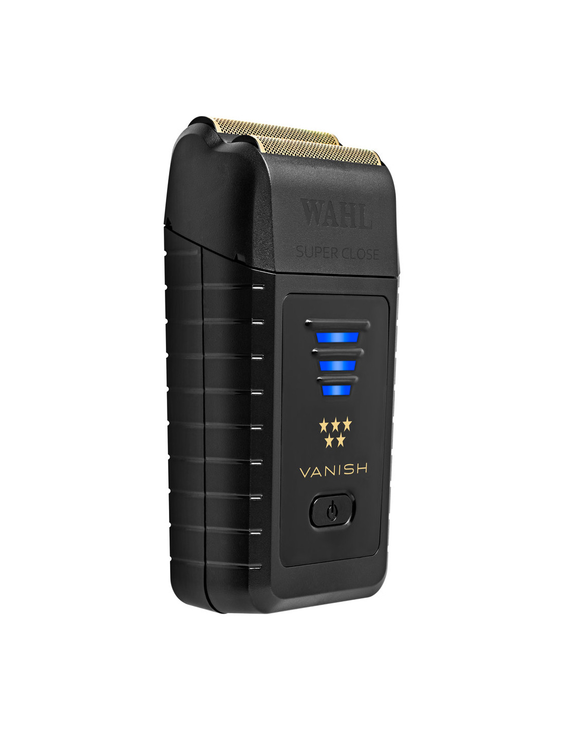Wahl Shaver 5 Star Vanish Aparelho de barbear elétrico preto com lâmina dourada e luzes azuis