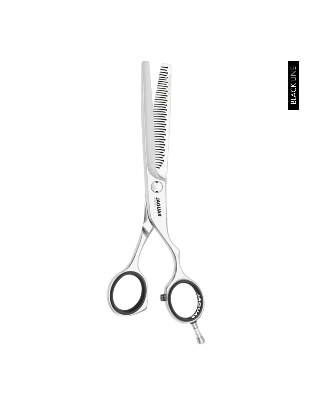 Jaguar Tesoura Desbaste Diamond E 43 Gold Line Tesoura de desbaste profissional JAGUAR com cabo preto e aço inox