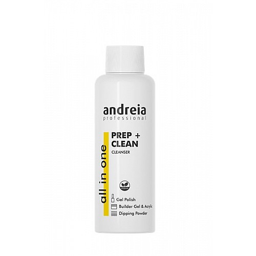 Andreia All In One Cleanser Prep + Clean 100ML Frasco branco de preparação e limpeza para unhas Andreia