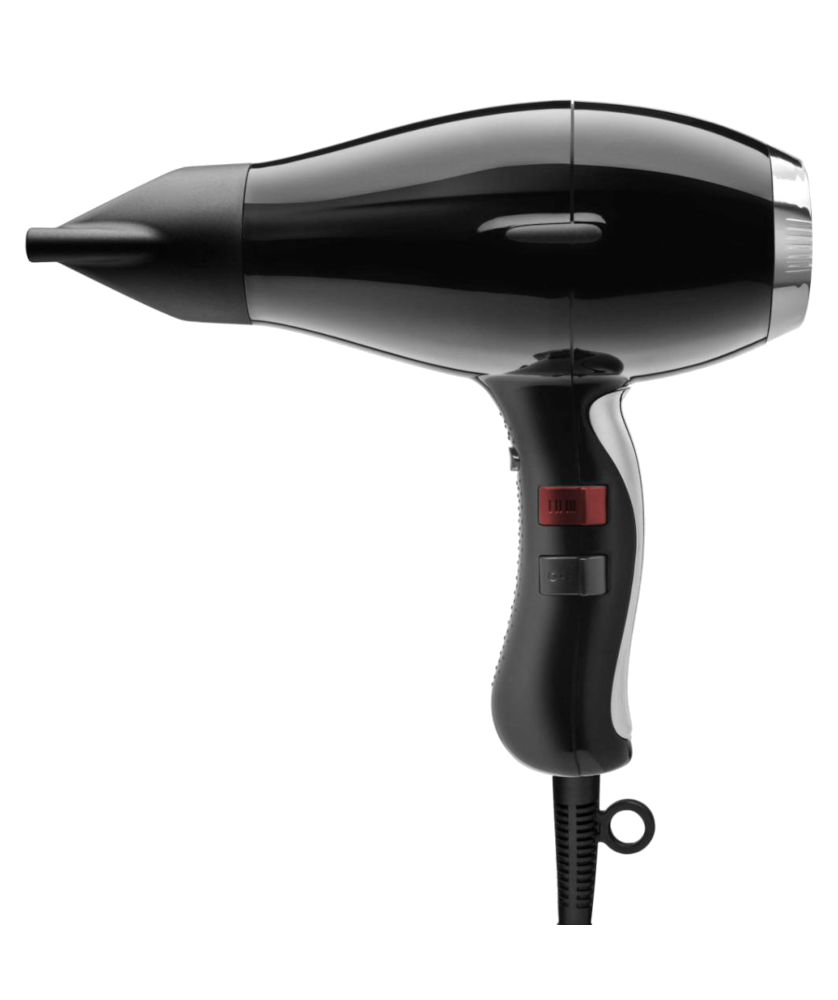 Secador Elchim 3900 Healthy Ionic Black & Silver Secador de cabelo preto com botões vermelhos e pretos