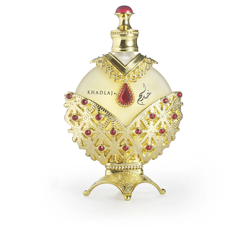 Hareem Al Sultan Gold Óleo de Perfume Concentrado 35ml Frasco de perfume decorativo dourado com pedras vermelhas