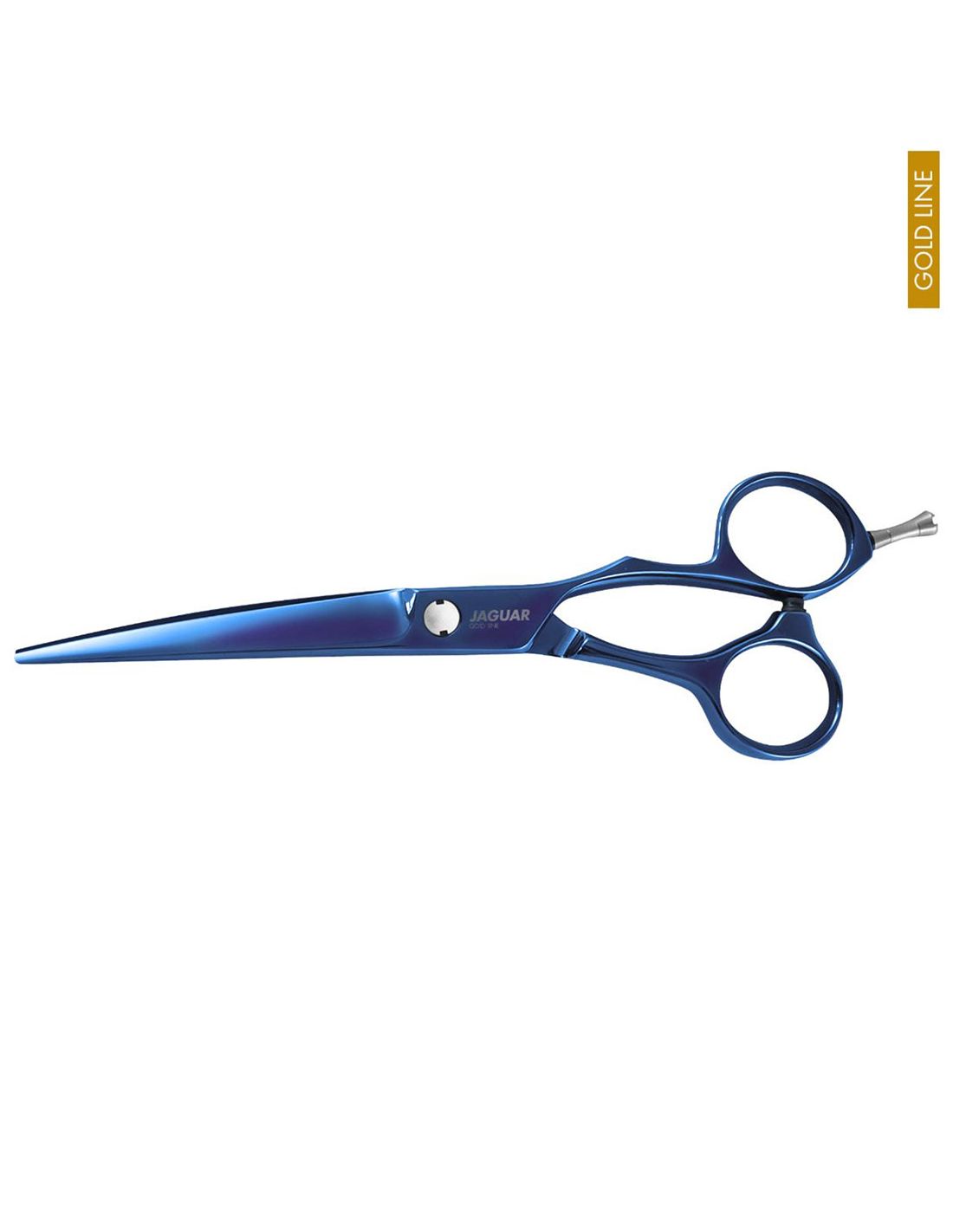 Jaguar Tesoura Xenox TB - Gold Line Tesoura de cabelo azul metálica Jaguar em fundo branco
