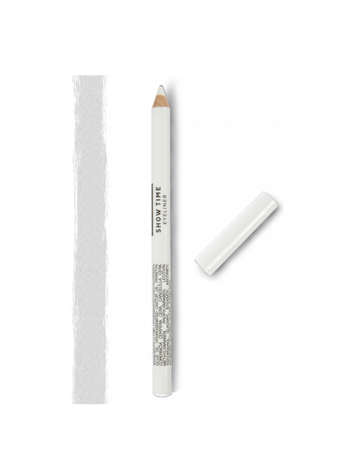 Andreia Eyes SHOW TIME – Eyeliner 04 Deep White Lápis de eyeliner branco com tampa e amostra da cor