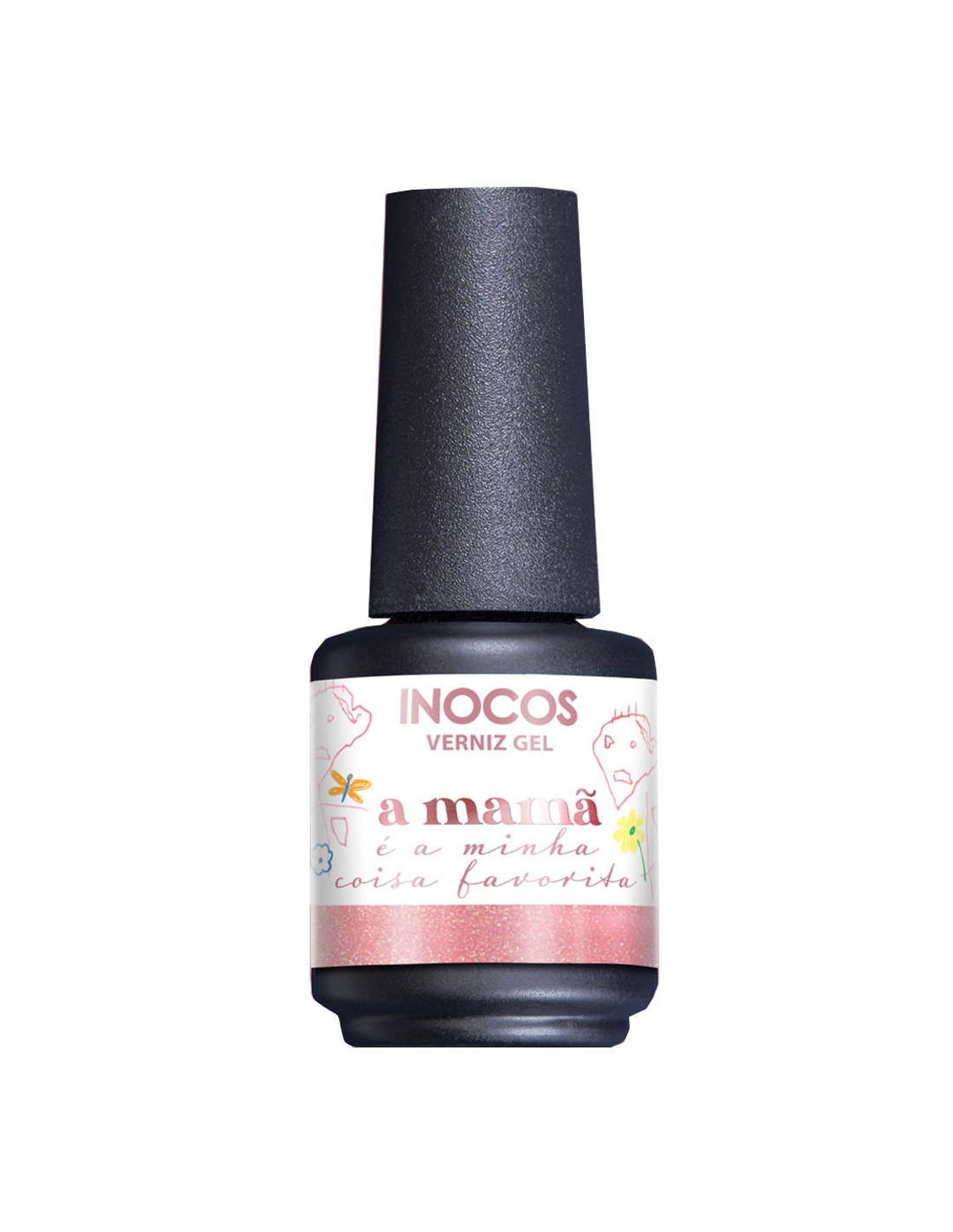 Verniz Gel A Mamã 15ml - Inocos Coleção de Natal "A minha coisa favorita" Frasco de verniz gel INOCOS com etiqueta branca e tampa preta