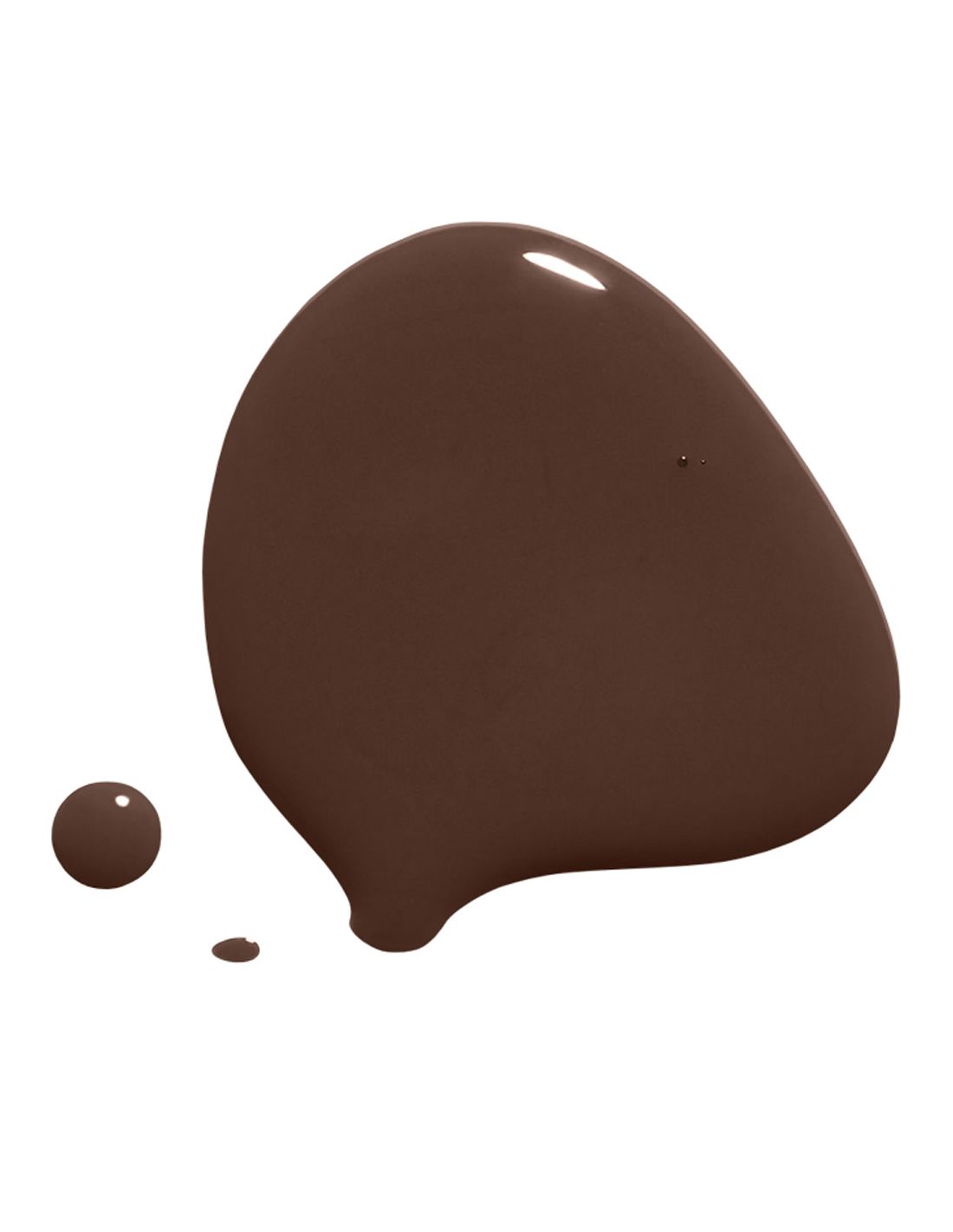 Verniz Gel A18 Sacred Ground - Winter Collection - Ricki Parodi Gotas de líquido castanho escuro brilhante sobre fundo branco