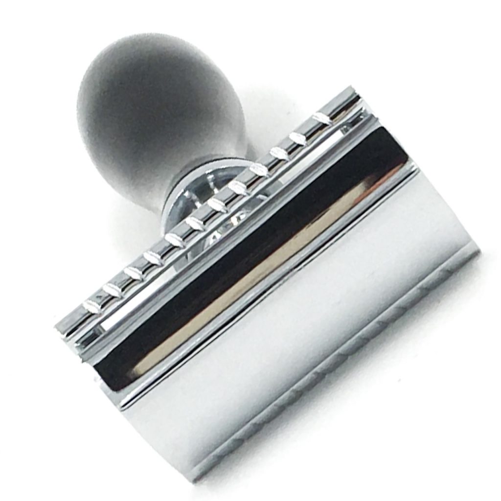 Parker Navalha clássica 111B Navalha de barbear metálica com cabo preto e base cromada