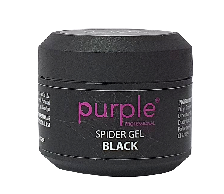 Purple Spider Gel Black 5g Frasco de gel preto Purple Professional Spider Gel Black