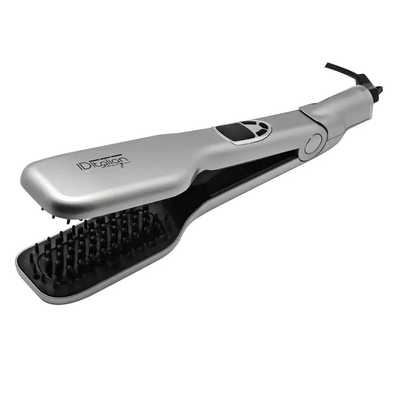 ItalianDesign Escova Alisadora Liss Xtreme Brush ID Italian Escova alisadora elétrica cinza e preta com visor digital