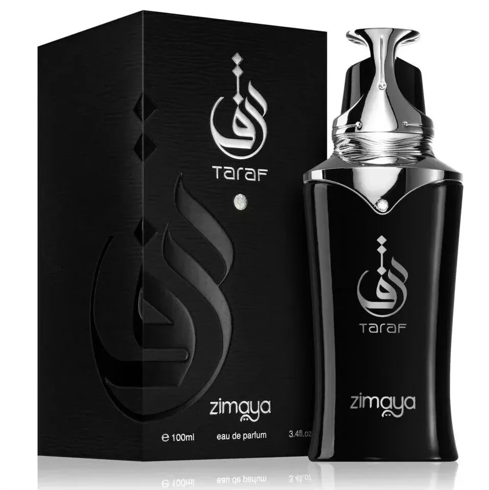 Zimaya Taraf Black Eau de Parfum para homens 100ml Perfume Taraf Zimaya embalagem preta e frasco prateado e preto
