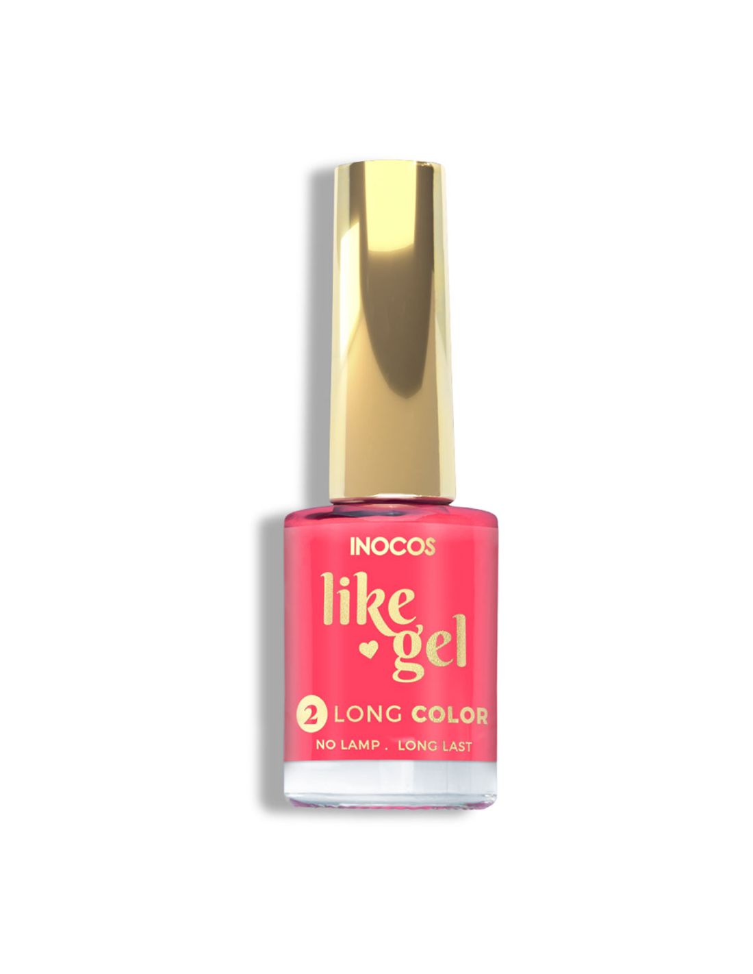 Verniz Like Gel 111 Coral Neon - Inocos Frasco de verniz para unhas rosa com tampa dourada