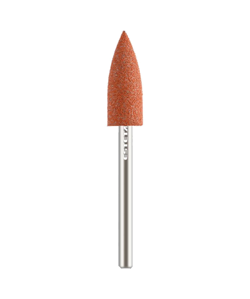 Fresa Polir Manicure Castanho Torpedo Polimento Grosso Broca de moagem cónica laranja com haste metálica prateada